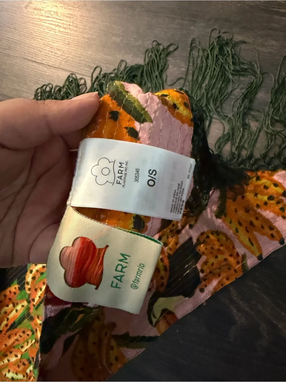 FARM Rio Green & Orange Toucan Fringe Throw